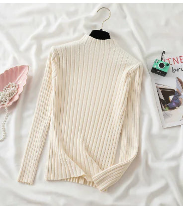 Chic High Neck Striped Sweater for Fall/Winter