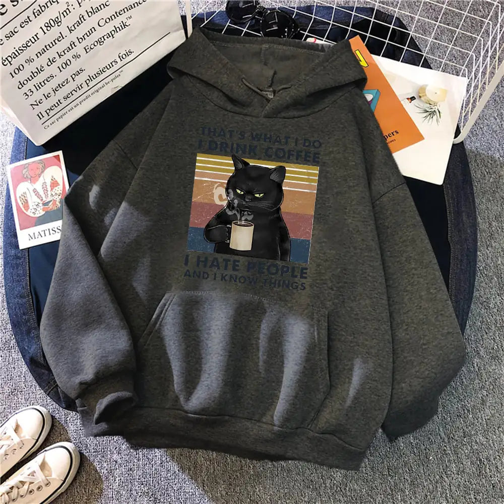 Creative Printed Cat Hoodie for Women