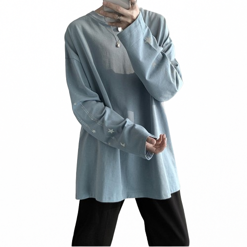 Chic Korean Style Loose Long Sleeve T-Shirt for Men