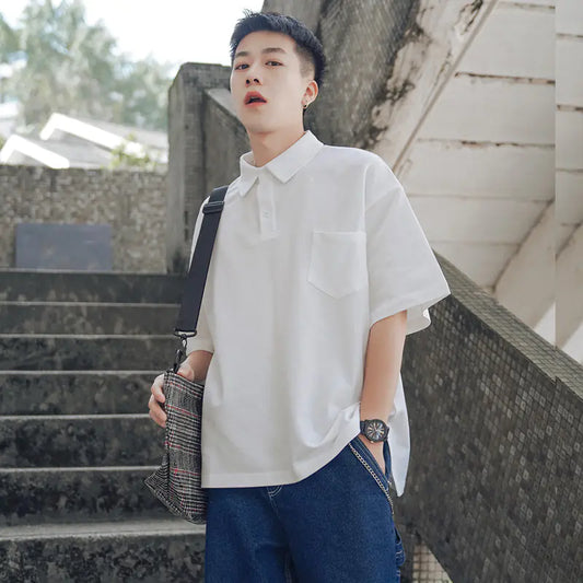 Trendy Loose Fit Polo T-Shirt in Street Style