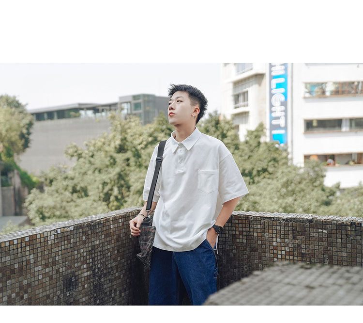 Trendy Loose Fit Polo T-Shirt in Street Style