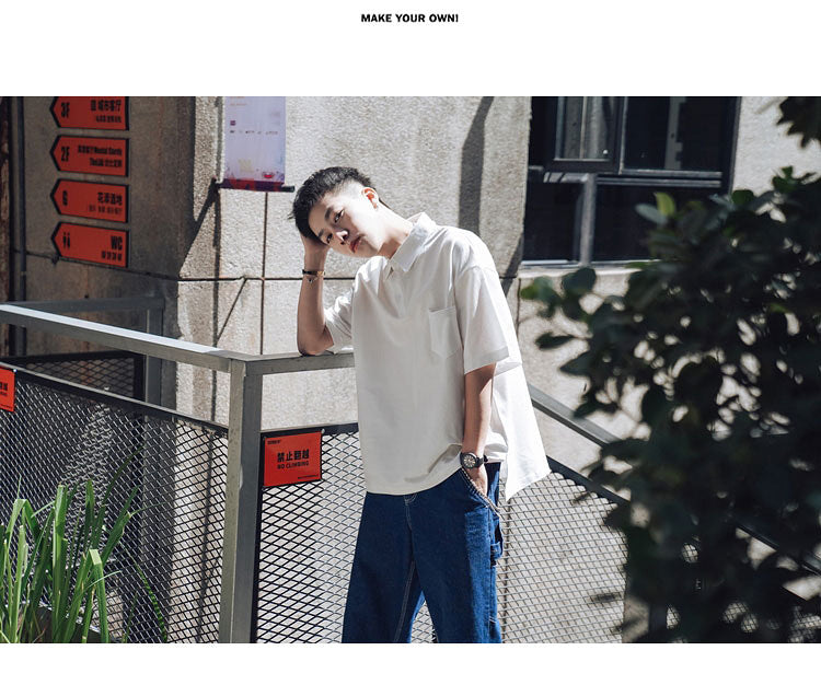 Trendy Loose Fit Polo T-Shirt in Street Style