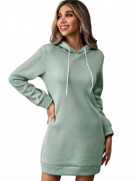 Women's Mid-Length Hooded Sweater in Solid Colors