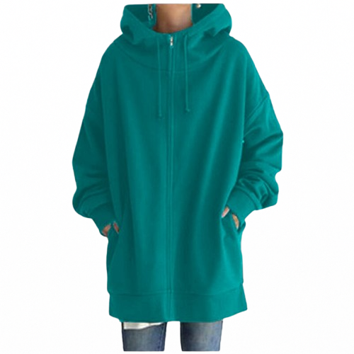 Zipper Hooded Plus Size Fleece Sweatshirt