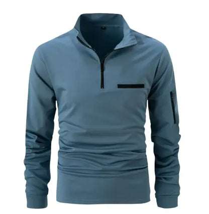 Men’s Casual Cotton Long Sleeve Polo Shirt