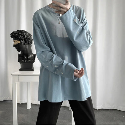 Chic Korean Style Loose Long Sleeve T-Shirt for Men