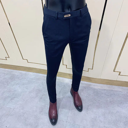 Men's Casual Business Suit Pants - Solid Color Fall Style