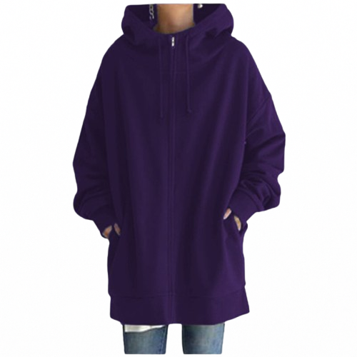 Zipper Hooded Plus Size Fleece Sweatshirt