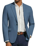 PJ PAUL JONES One Button Blazers for Men Notch Lapel Collar Jacket Suits Daily Fit Blazer Denim Blue