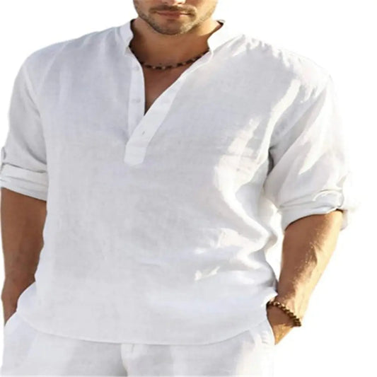 2023 Men's Casual Long Sleeve Cotton Linen Shirt