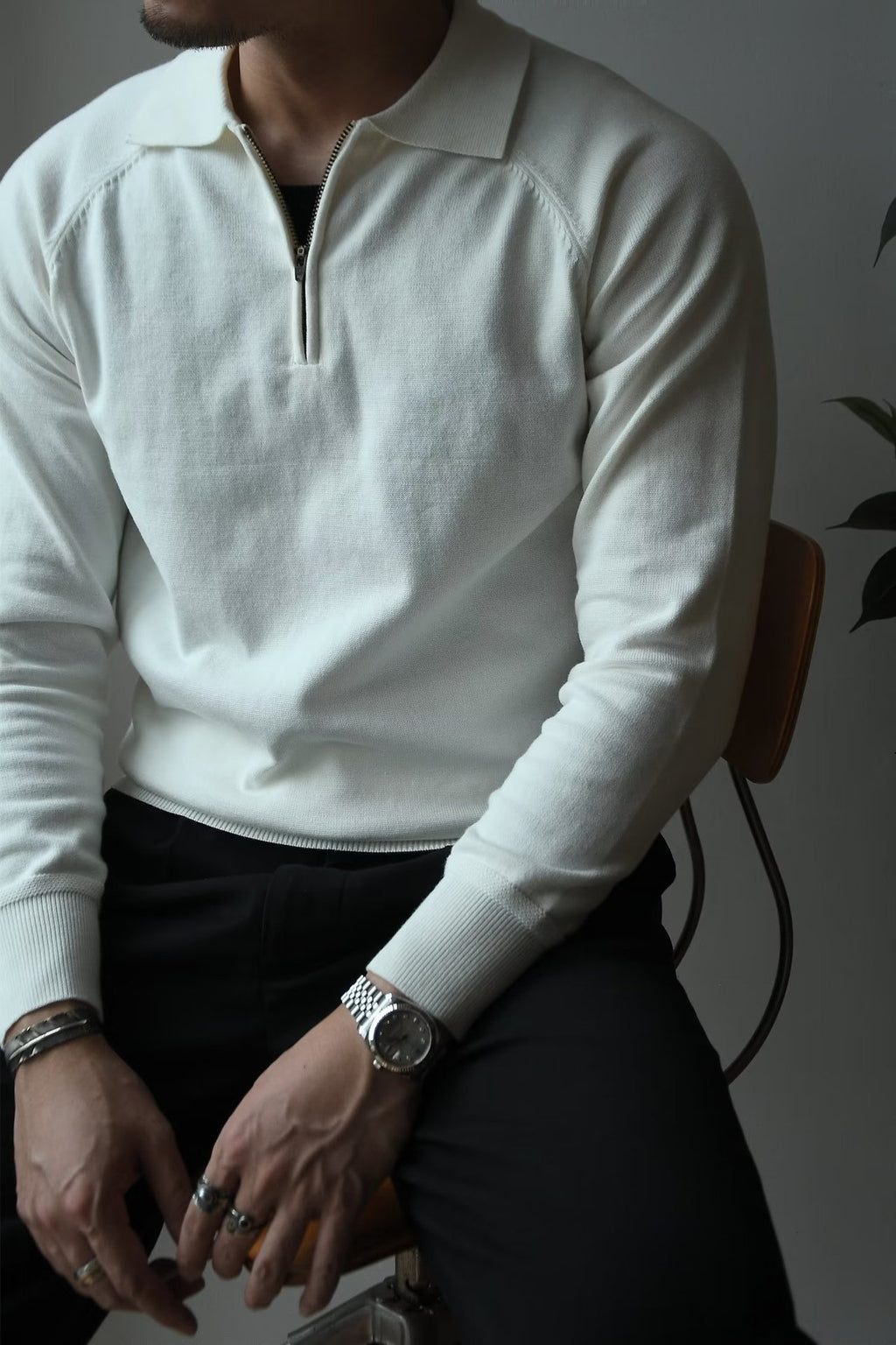 Men's Half Zipper Knitted Polo Shirt