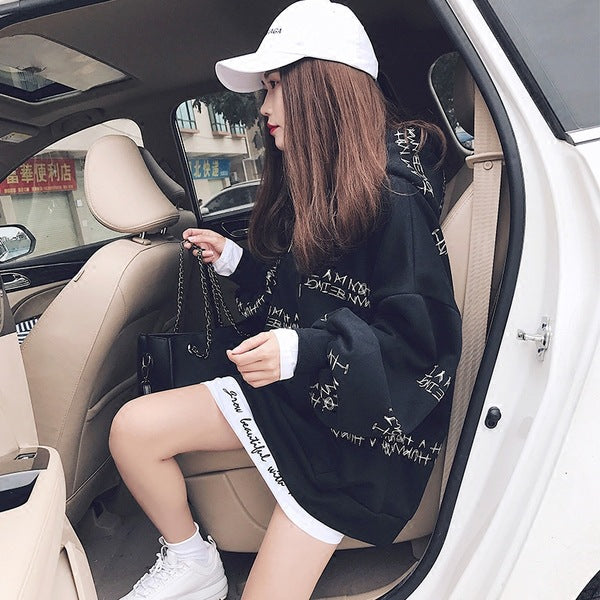 Korean Mid-Length Women's Hooded Sweater