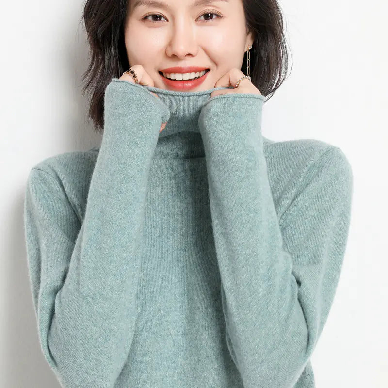 Cashmere Turtleneck Sweater for Women Fall