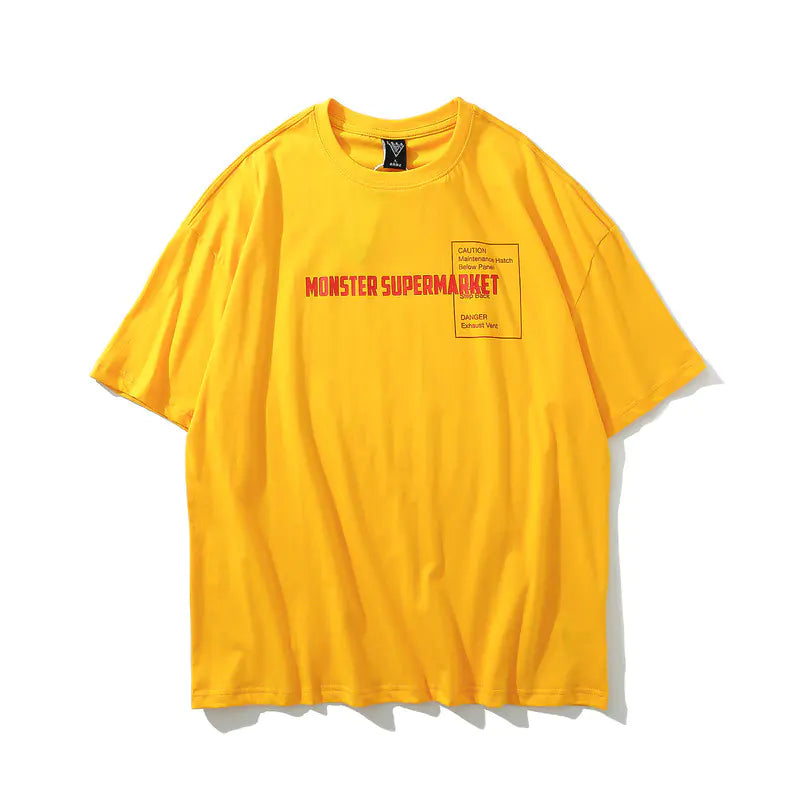 Men's Loose Fit Cotton T-Shirt with Godzilla Print