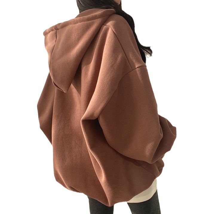 Fleece-lined Pullover Zipper Hoodie for Women