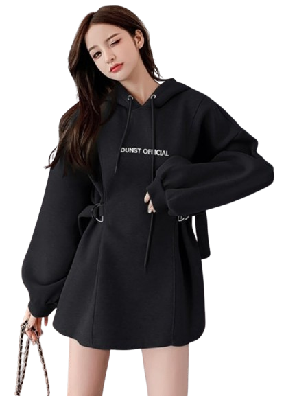 Plus Size Women's Mid Length Hooded Sweater