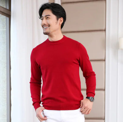 Men's Korean Style Round Neck Knit Sweater (Autumn/Winter)