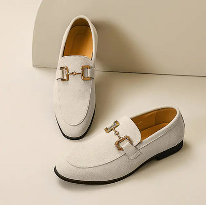 Men's Beige Suede Casual Loafers - Breathable Slip-On