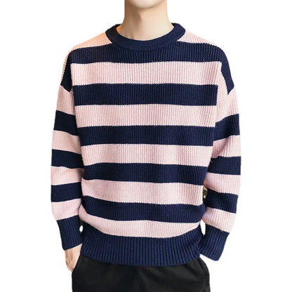 Men's Thick Knitted Round Neck Sweater for Autumn Winter