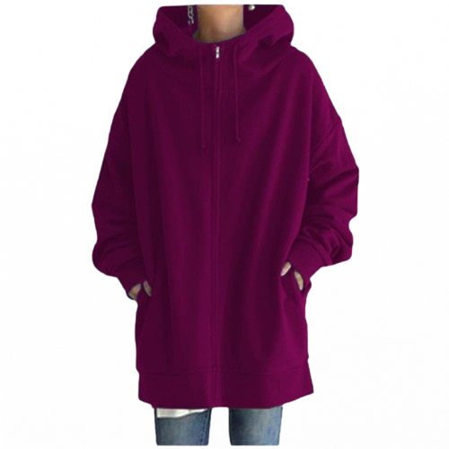 Zipper Hooded Plus Size Fleece Sweatshirt