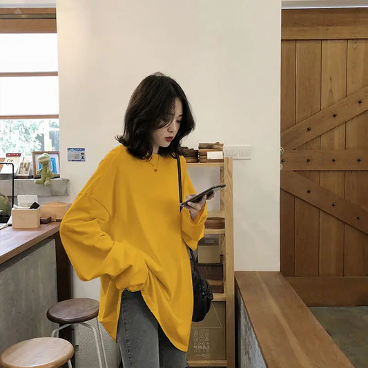 Chic Long Sleeve T-Shirt for Women - Loose Fit Style