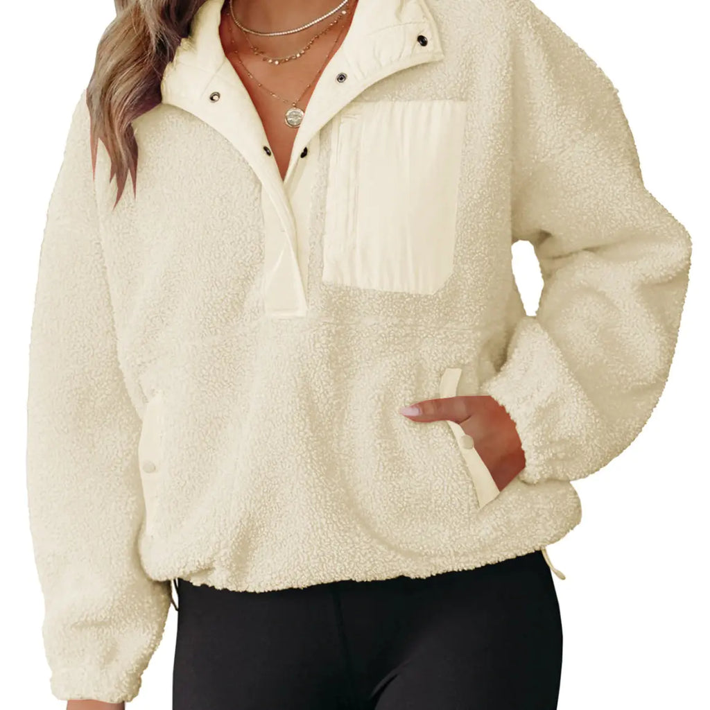 Color Block Half-Zip Pullover Sweatshirt for Women