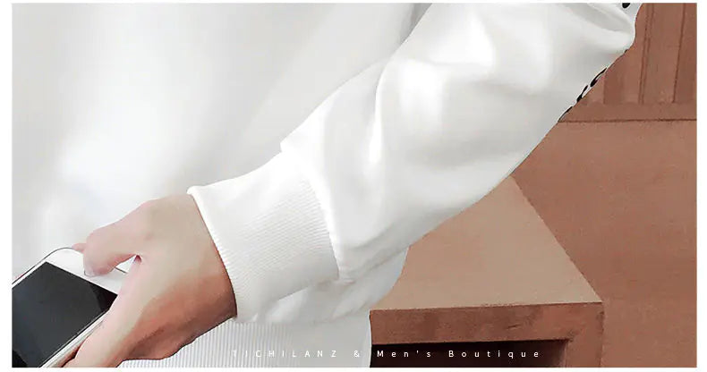 White Long Sleeve Crew Neck Sweatshirt