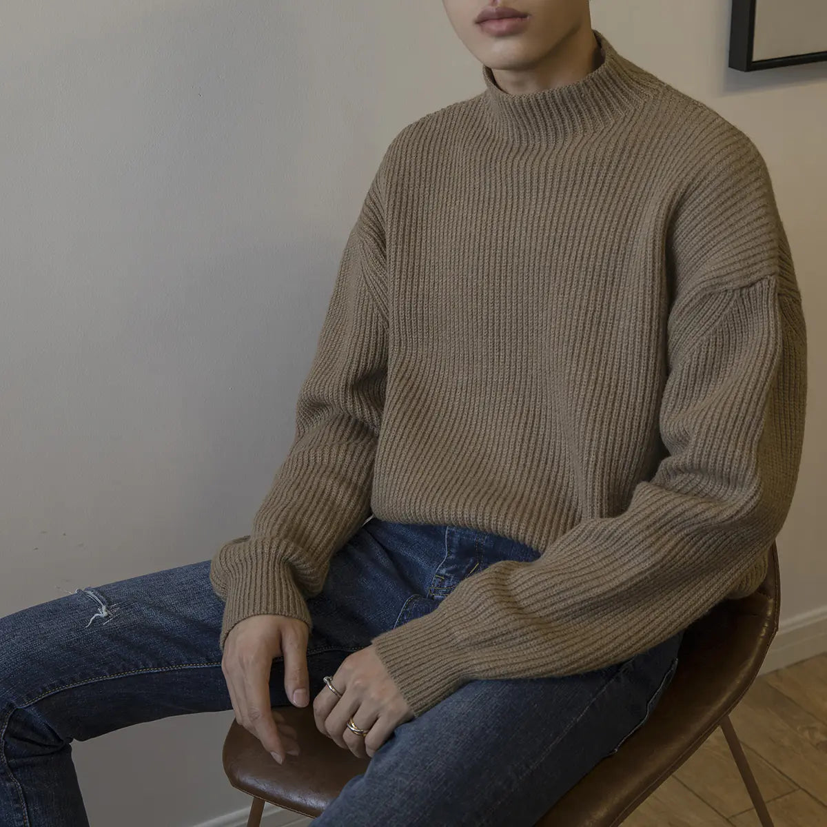 Men's Half Turtleneck Knit Sweater