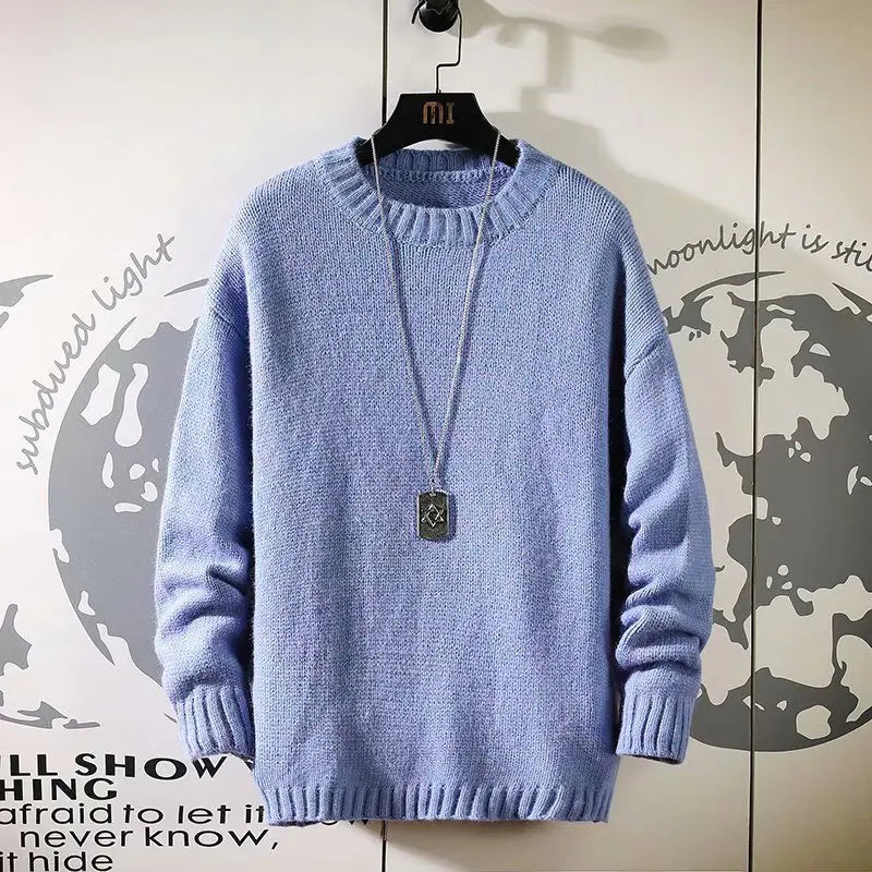 Korean Style Men's Crew Neck Sweater for Autumn