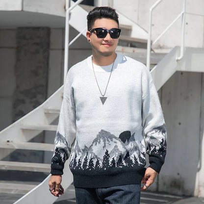 Plus Size Men's Crew Neck Sweater for Autumn/Winter