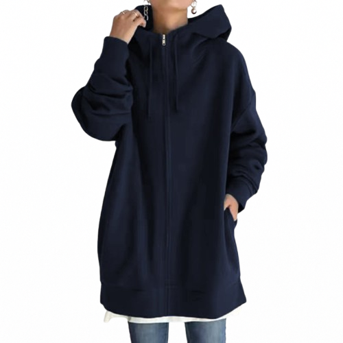 Zipper Hooded Plus Size Fleece Sweatshirt