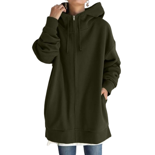 Zipper Hooded Plus Size Fleece Sweatshirt