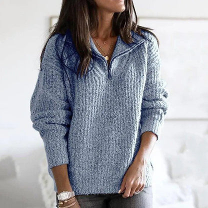 Women’s Plus Size Black Half-Zip Long Sleeve Sweater