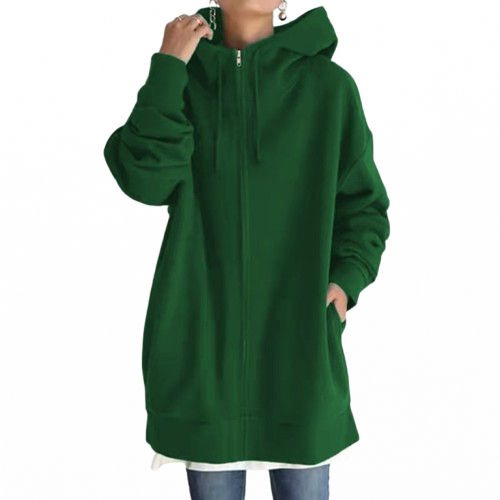 Zipper Hooded Plus Size Fleece Sweatshirt