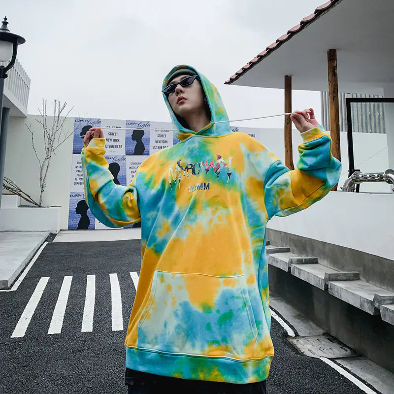 Tie-Dye Smiley Face Hoodies for Couples