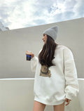 Loose Round Neck Printed Women's Sweater