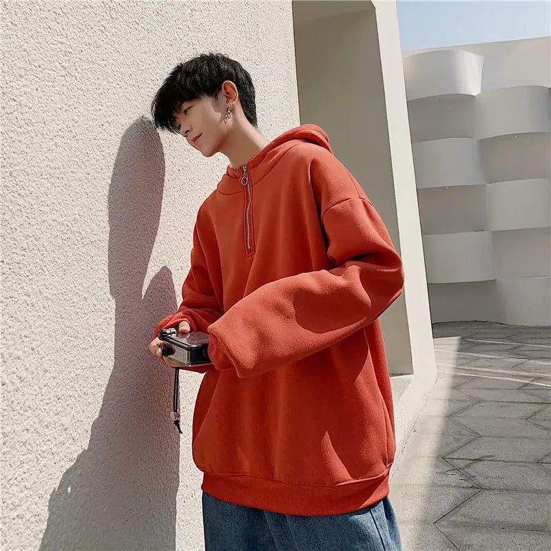 Men's Hooded Fleece Sweatshirt with Zipper - Autumn/Winter