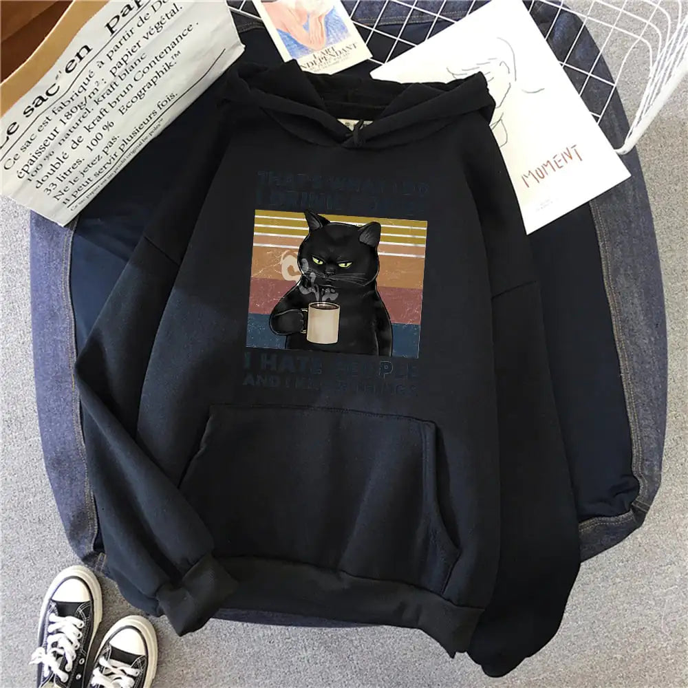 Creative Printed Cat Hoodie for Women