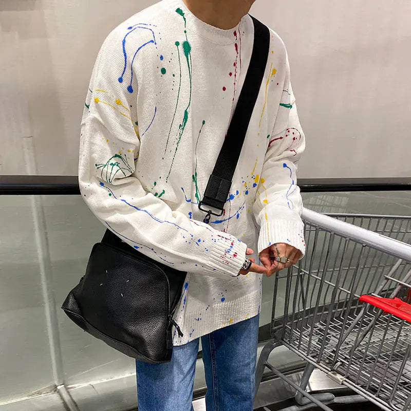 Graffiti Sweater with Loose Trendy Design