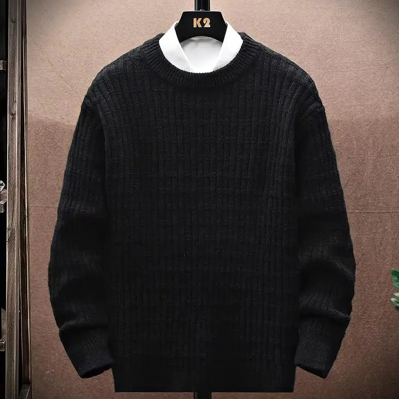 Men's Loose Knit Crew Neck Sweater for Winter