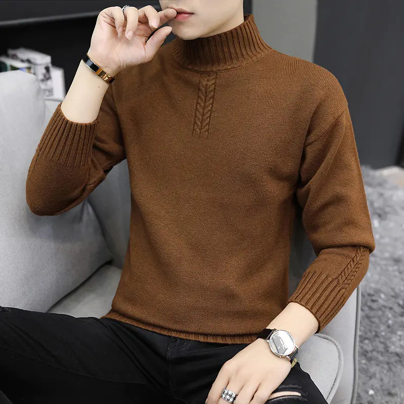Men's Solid Color Half Collar Sweater