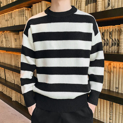 Men's Thick Knitted Round Neck Sweater for Autumn Winter