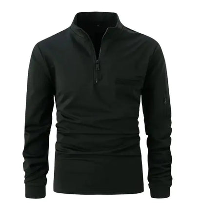 Men’s Casual Cotton Long Sleeve Polo Shirt
