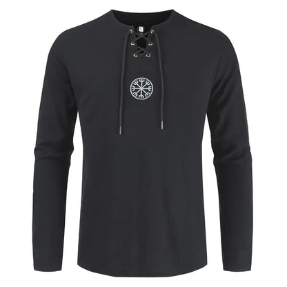 Embroidered Long-Sleeved Cotton Linen Tether Shirt