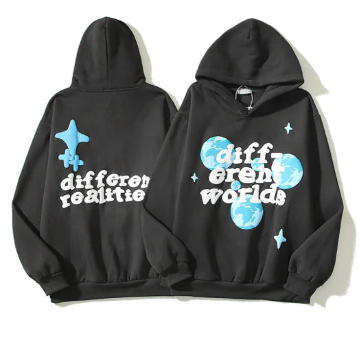 Retro High Street Hip Hop Cartoon Foam Print Hoodie