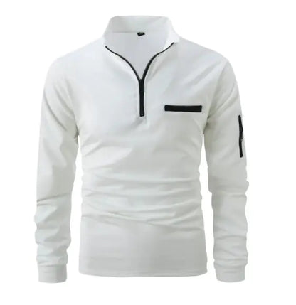 Men’s Casual Cotton Long Sleeve Polo Shirt