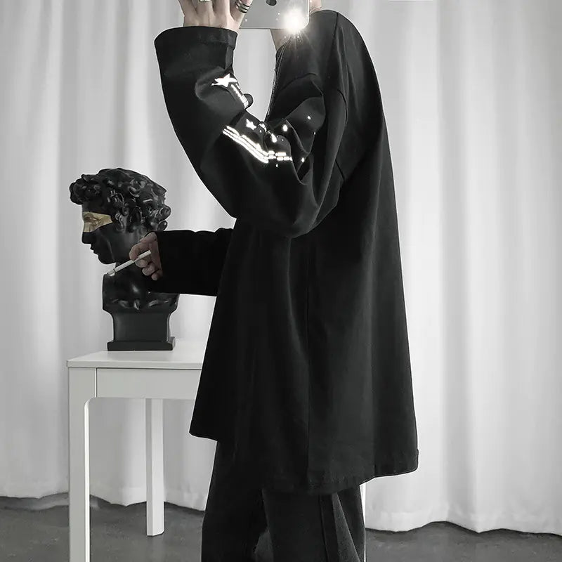 Chic Korean Style Loose Long Sleeve T-Shirt for Men