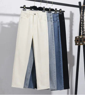 High-Waist Straight-Leg Cropped Jeans for Women