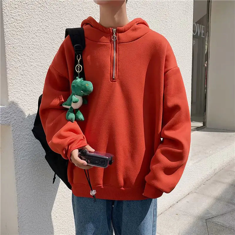 Men's Hooded Fleece Sweatshirt with Zipper - Autumn/Winter