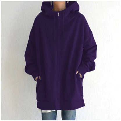 Zipper Hooded Plus Size Fleece Sweatshirt